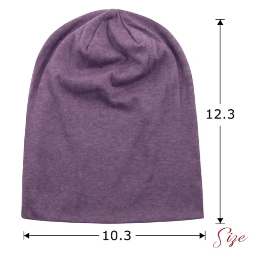 Zando Slouchy Dwarf Beanie Hats for Women Men - Breathable Cozy Cotton Sleep Cap Thin Chemo Headwear for Hip-Pop Halloween - color: 1 Purple
