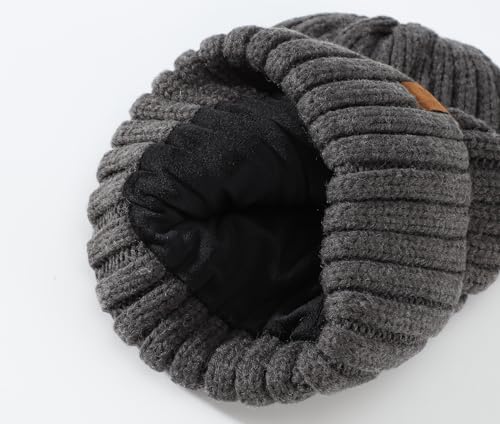 Home Prefer Mens Winter Hat Wool Fleece Lined Knit Beanie Hat Warm Stocking Caps - color: Heather Grey