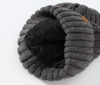 Home Prefer Mens Winter Hat Wool Fleece Lined Knit Beanie Hat Warm Stocking Caps - color: Heather Grey