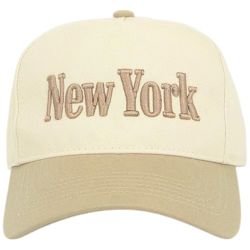 E BY ELIDAN New York Trucker Snapback Hat 3D Embroidered Baseball Cap - color: Cream Khaki