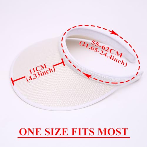 2 Pack Wide Brim Sun Visor Hats Women Men Large Clip-on Visors Hat UV Protection Outdoors Sports Golf Beach Cap - color: White-khaki
