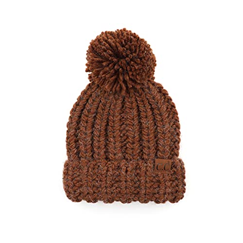 C.C Exclusives Women's Winter Seed Stitched Confetti Pom Beanie Hat (HAT-1816)(HAT-2214)(HAT-2085)(HAT-3841) - color: Clay