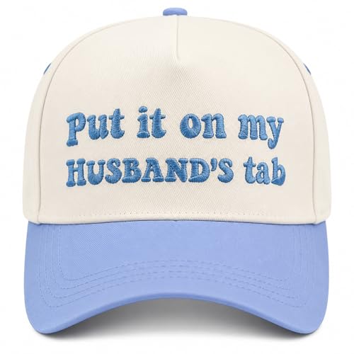 Vintage Canvas Embroidery Funny Hats Put It On My Husband's Tab Hat Adjustable Baseball Cap for Men Women - color: Blue