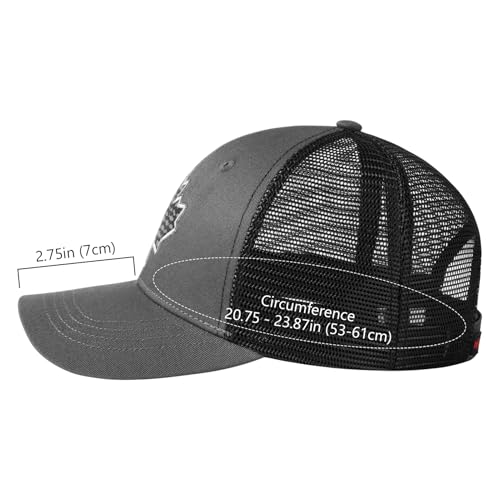 BASSDASH Altimate Fishing Hat Mesh Back for Men Women Adjustable Baseball Trucker Cap - color: Dark Grey Fish Maple