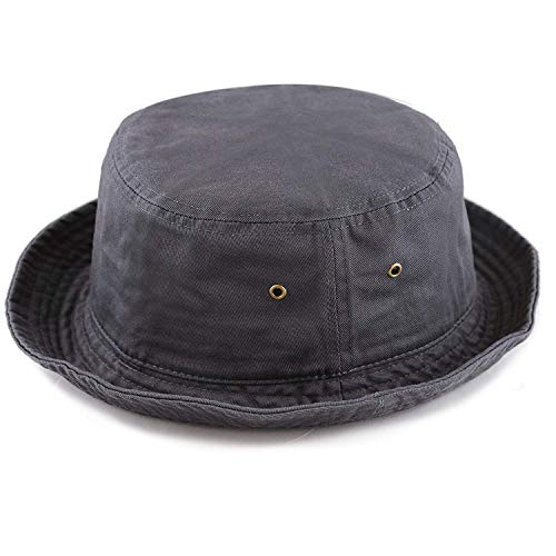 Newhattan Short Brim Visor Cotton Bucket Sun Hat - color: Charcoal, size: Large-X-Large