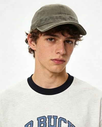 CLAPE Short Brim Baseball Cap for Men, Cotton Adjustable Travel Hat - color: Clsb06-washed Green