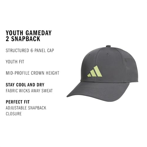 adidas Kids Gameday Snapback Hat - color: Grey Six/Semi Frozen Yellow