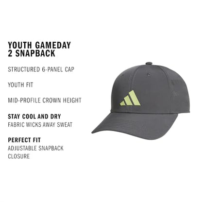 adidas Kids Gameday Snapback Hat - color: Grey Six/Semi Frozen Yellow
