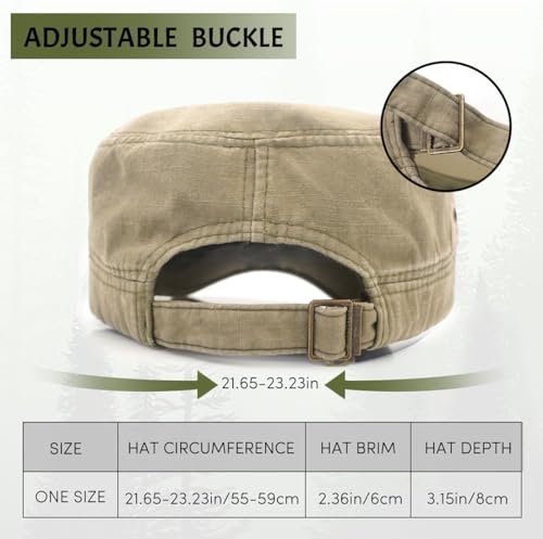 Men Flat Top Hat Cadet Army Cap Twill Cotton Baseball Military Cap - color: F - Green