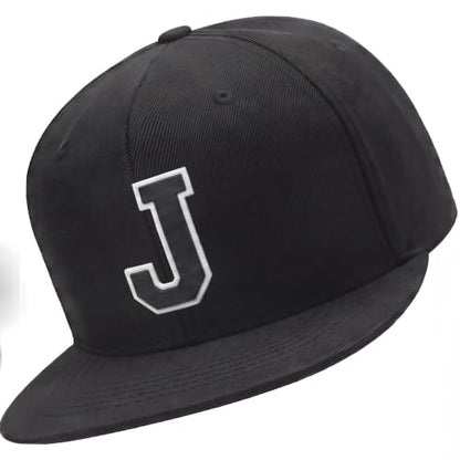 I&W Hatgear Mens 3D Silicone A-Z Patch Varsity Initial Letters Snapback Hat - color: Initial J