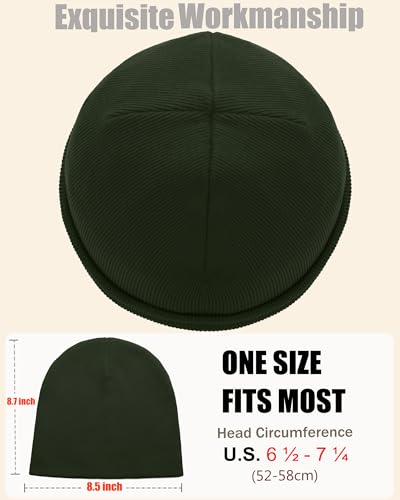 100% Cotton Beanie Hat Cuffless Beanies Warm Knit Winter Skull Cap - color: 1pcs-olive Green