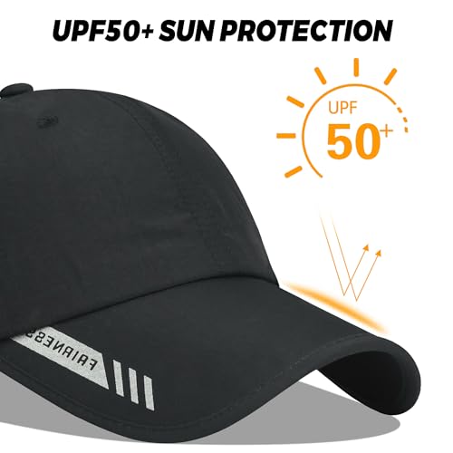 Croogo Quick Dry Running Hat Sun UPF 50+ Lightweight Baseball Cap for Men - color: Black