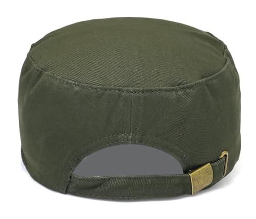 Unisex Flat Top Military Cadet Cap Outdoor Sun Hat - color: Square Label Green