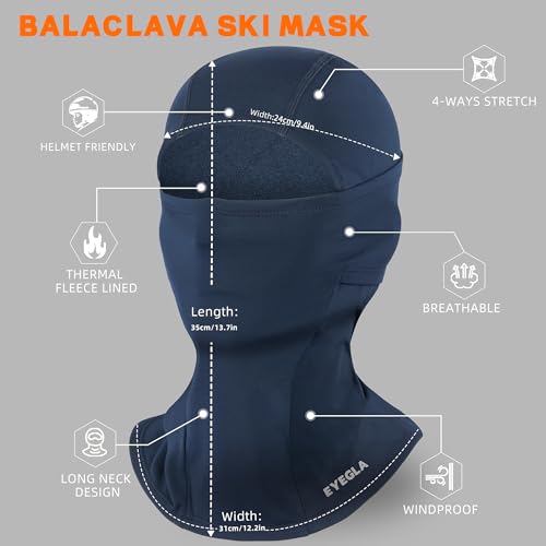 Balaclava Ski Mask for Men Cold Weather,Winter Thermal Face Mask Women for Snowboarding Motorcycle Cycling - color: Navy Blue