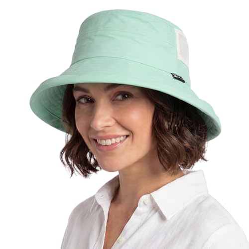 TOP-EX UVCoolix™ Women's Cooling Bucket Sun Hat with Ponytail Hole Wide Brim UPF 50 Packable Summer Travel Outdoor - color: Mint Green, size: Large-X-Large
