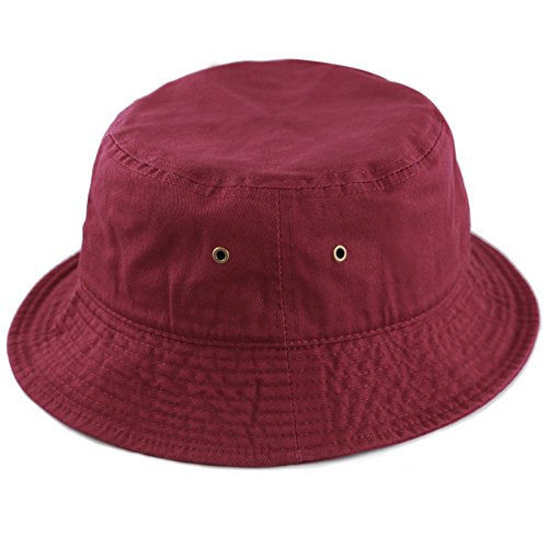 Cotton Bucket Hat Packable Sun Hat – Unisex Summer Travel Beach Fisherman Hat for Men Women Outdoor Fishing Hiking - color: Burgundy, size: Small-Medium