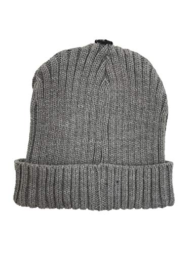 Women's Slouchy Winter Beanie Hat with Removable Faux Fur Pom - color: Light Grey/Light Grey Pom