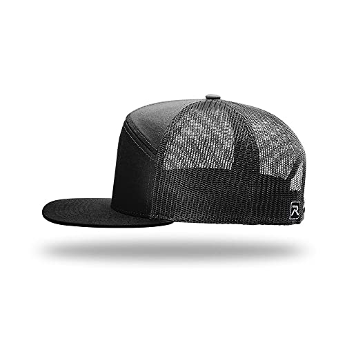 Richardson 168 Hi-Pro 7 Panel Adjustable Snapback Trucker Mesh Back Cap - color: Black