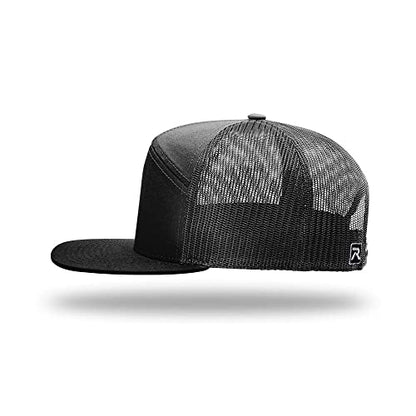 Richardson 168 Hi-Pro 7 Panel Adjustable Snapback Trucker Mesh Back Cap - color: Black
