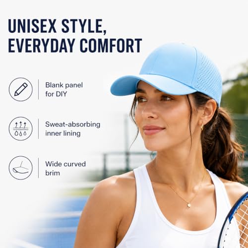 Quick Dry Baseball Cap Curved Brim Snapback Hat Mesh for Men Women - color: Lightblue