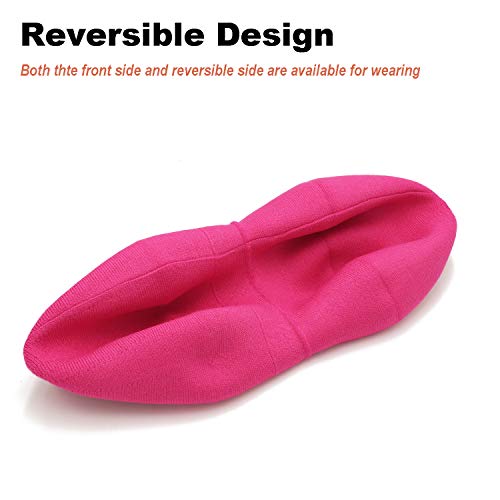 Wheebo Reversible Solid Color French Beret Hat for Women and Girls - color: Hot Pink