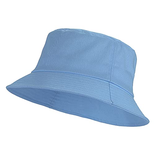 Unisex Cotton Packable Bucket Hat Sun Hat Plain Colors for Men Women - color: Blue