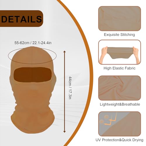 2Pcs Full Face Cover Ski Mask Balaclava Unisex Hood Cap Neck Gaiter UV Protector for Outdoor Sports Snowboard Travel - color: Black and Brown