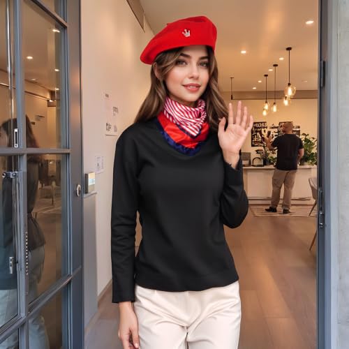 choyaxo 3pcs French Beret Hat Set Costume Accessories Set Including Beret Hat Scarf Crown Pin for Women French Themed Party - style: Romantic Style
