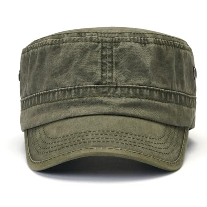 2 Pack Military Caps for Men Women, Washed Cotton Cadet Army Hats - color: Army Green+khaki