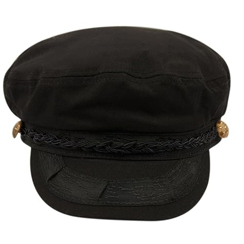 EPOCH Greek Fisherman Sailor Hat 100% Cotton Fiddler Cap Vintage Flat Cap for Women Men Breathable Summer Hat - color: Cd2256black, size: Small-Medium
