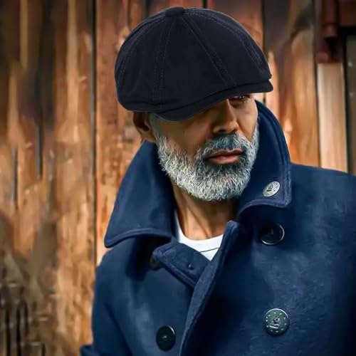 Newsboy Cap for Men Cotton 8 Panel Men's Flat Cap - color: Armygreen+navy, size: One Size