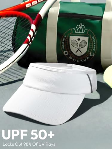 Sun Visor Hat for Women & Men UV Protection Lightweight Sports - color: White