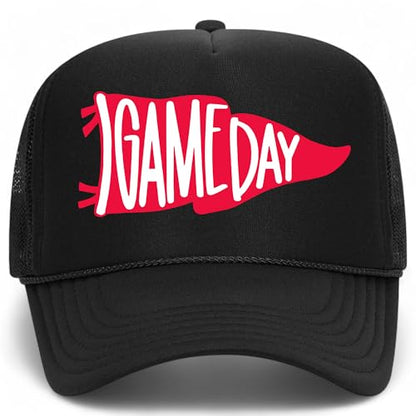 Game Day Flag Hat - color: Black Foam Mesh Back