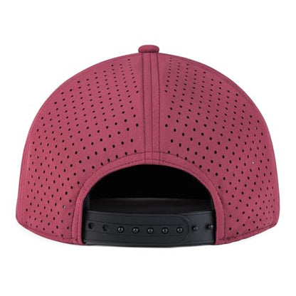 FEINION Men Laser Mesh Flat Brim Snapback Baseball Cap - color: Burgundy