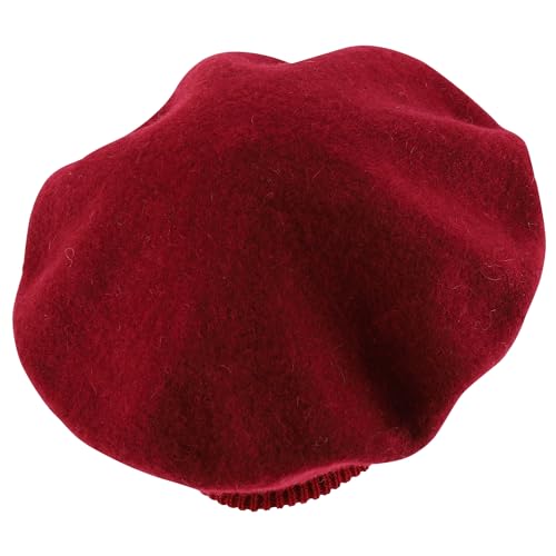 Trendy Apparel Shop Plain Solid French Wool Beret Hat - color: Burgundy