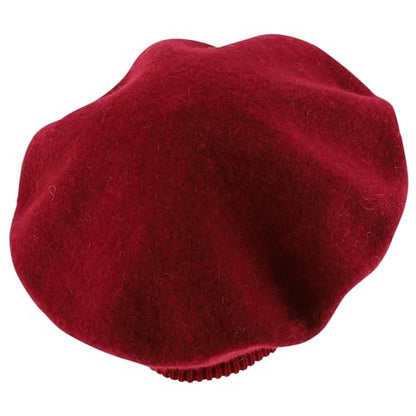 Trendy Apparel Shop Plain Solid French Wool Beret Hat - color: Burgundy