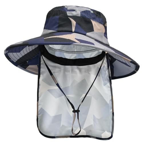 ZOORON Sun Hats for Men Women with Neck Flap Fishing UPF 50+ UV Protection - color: Camo Beige
