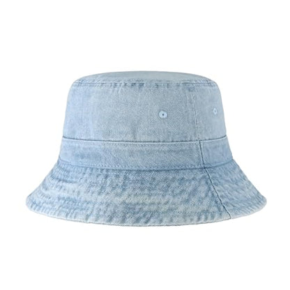 Hot Summer Bucket Hat - Trendy Cotton Sun Hat for Beach, Golf, Fishing - color: Light Denim