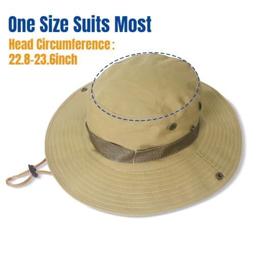 NPQQUAN Sun Hats for Men Women Wide Brim Bucket Hat UPF 50+ Boonie Hat - color: Pure Khaki
