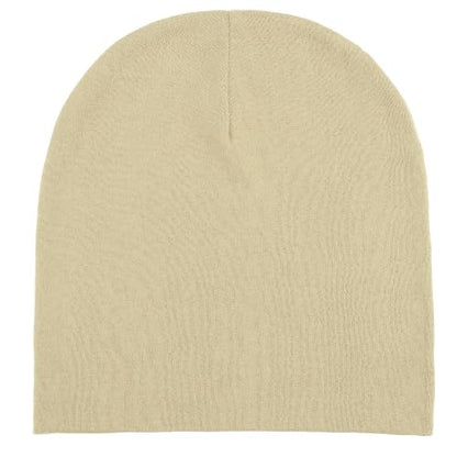 Thin 100% Cotton Fine-Knit Beanie Hat Slouchy Soft Chemo Skull Cap - color: 1-khaki