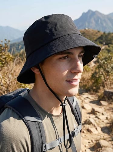 Waterproof Bucket Hat UPF50 Quick Dry Sun Hat for Men Women Lightweight Hiking Fishing Cap Foldable Packable Outdoor - color: Black