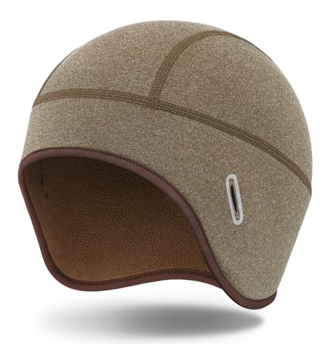 MELASA Winter Helmet Liner Skull Cap with Glasses Slots - color: Brown