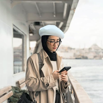 Summer French Beret Breathable Thin Beret Hat Solid Color Beanie for Women Lady - color: White