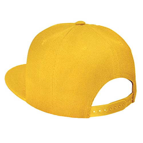 Falari Wholesale 12 Pack Snapback Hat Cap Hip Hop Style Flat Bill Blank Solid Color Adjustable Size - color: 12-pack Gold