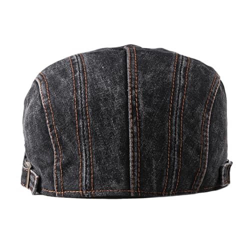 meioro Women Denim Newsboy Hat Cotton Flat Cap Ivy Gatsby Driving Hunting Gatsby Cabbie Denim Hats for Men - color: Black-b
