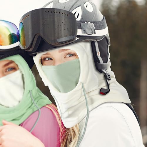 Achiou Ski Mask, Winter Balaclava Warm Windproof Face Cover Men Women - color: White