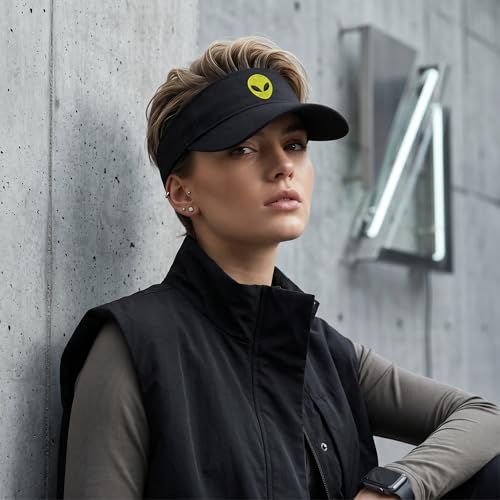 Embroidered Adjustable Sun Visor for Women Men Outdoor Golf Tennis - color: Alien/Black