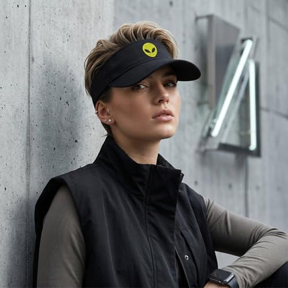 Embroidered Adjustable Sun Visor for Women Men Outdoor Golf Tennis - color: Alien/Black
