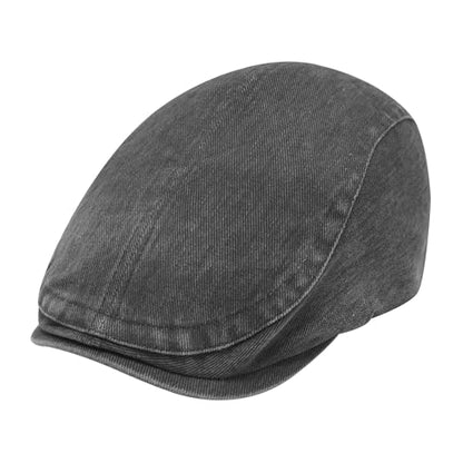 ZLYC Men Cotton Flat Cap Summer Scally Newsboy Beret Driver Hat - color: Washed Gray