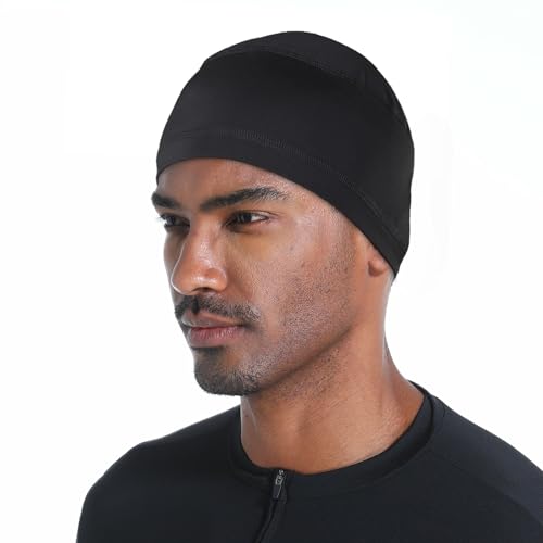 Cooling Skull Caps for Men Hard Hat Helmet Liner Cycling Cap Running Beanie - color: 1pcs Black